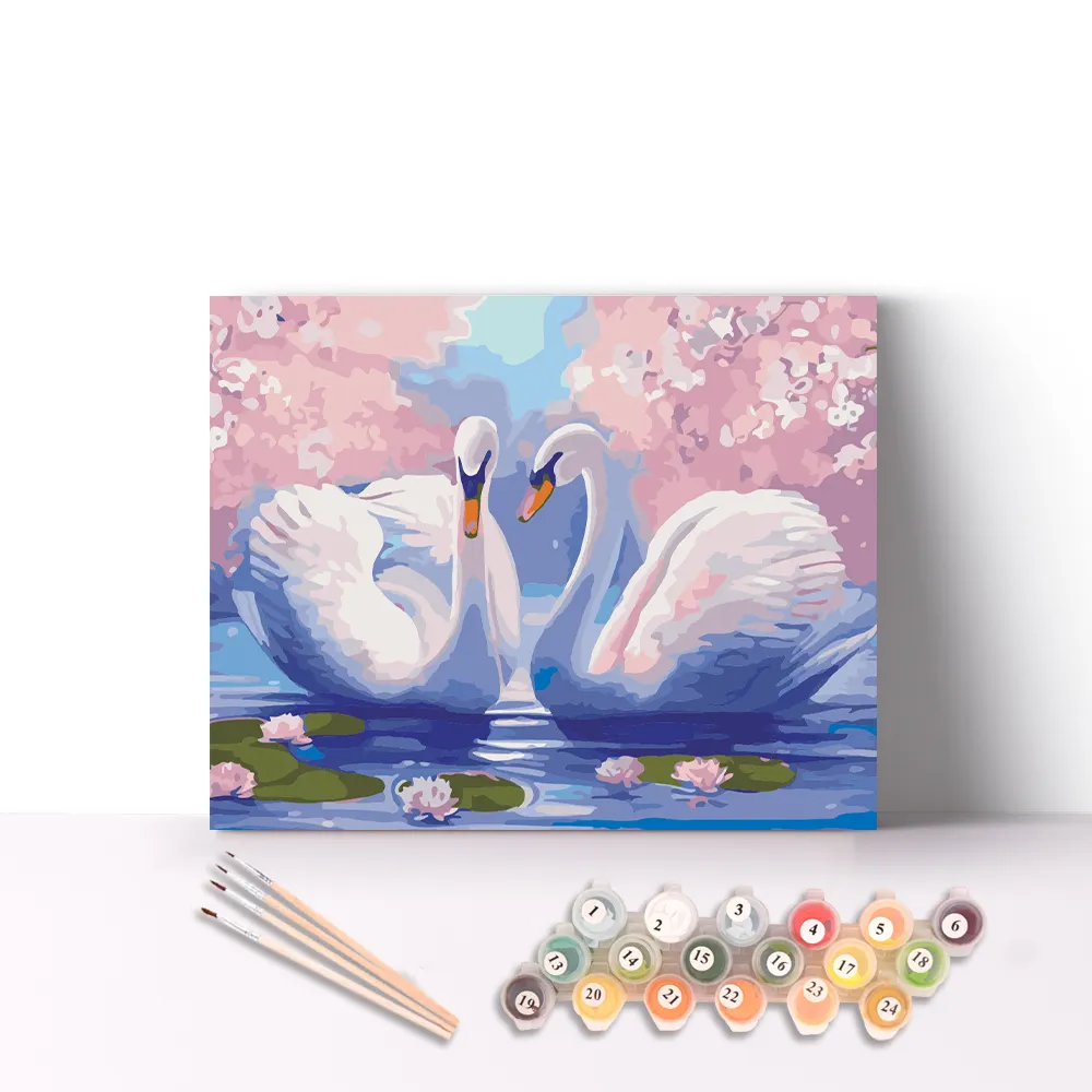 Hot Sale Custom Animal Oil Paint DIY Painting Coloring Swans Canvas Artwork Picture by Numbers