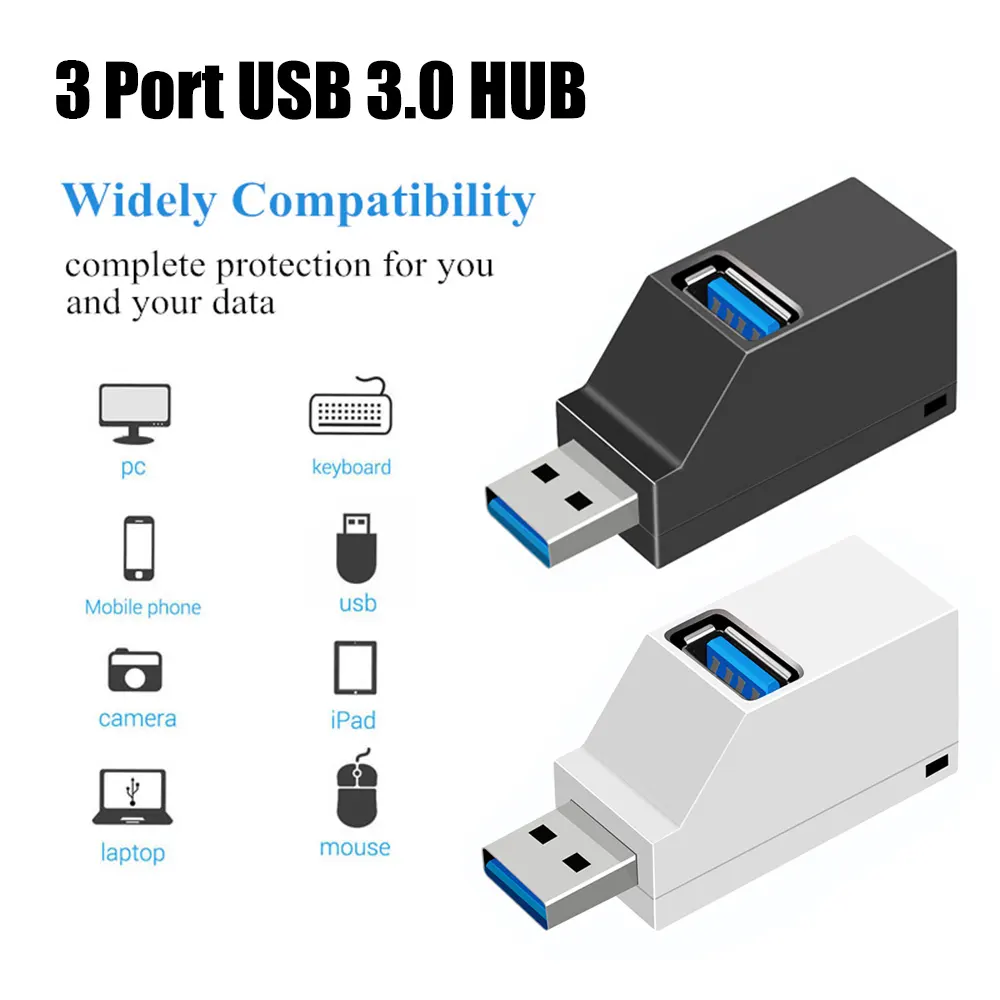 Мультизарядный концентратор USB 2,0, адаптер OTG с 3 портами USB 3,0, мини-концентратор для планшетов, ПК, ноутбуков, Macbook Pro
