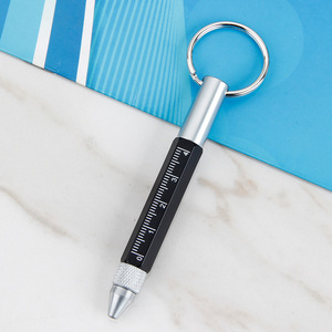 迷你6合1多工具笔功能笔金属笔带水平仪和螺丝刀钥匙扣 - Product Image 6