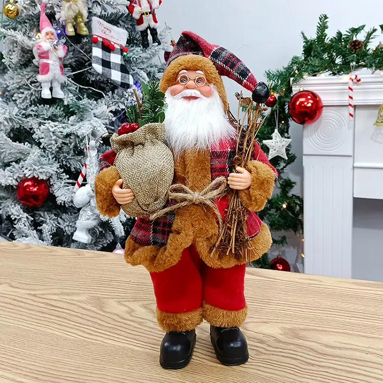 2023 14inch 35cm Santa Claus Doll Christmas Decoration Christmas Figurine Figure Decor Santa Claus Toy Ornament for Xmas