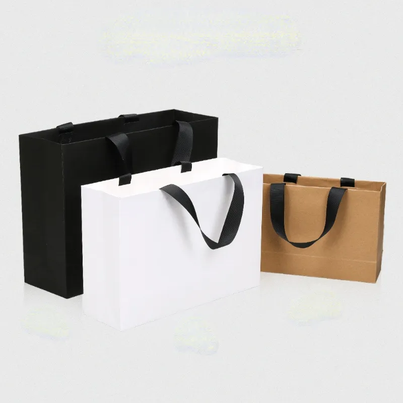 Sacs en papier Kraft avec Logo personnalisé, 100 pièces, personnalisation Business Shopping vêtements emballage cadeaux sacs gratuits