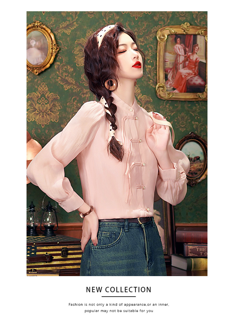 Shop Our New Chinese Style Shirt Women's Pink Pan Button Design