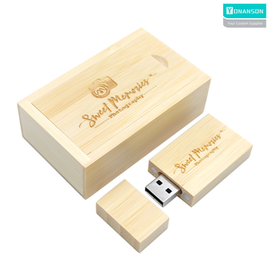 高品质木制u盘包装木盒带定制标志USB 2.0记忆棒64GB结婚礼物 - Product Image 2