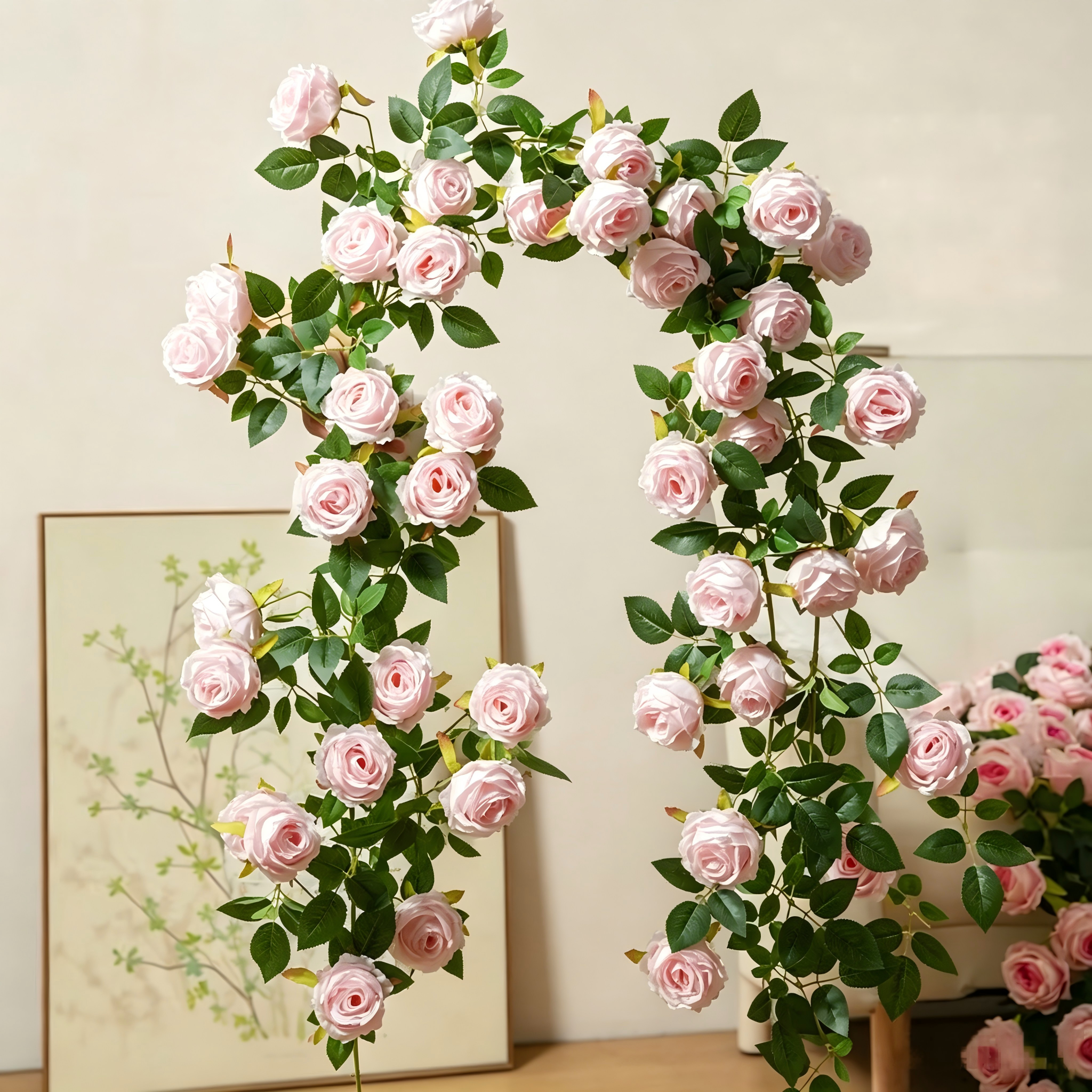 Light pink-large-flowered monet climbing rose vine