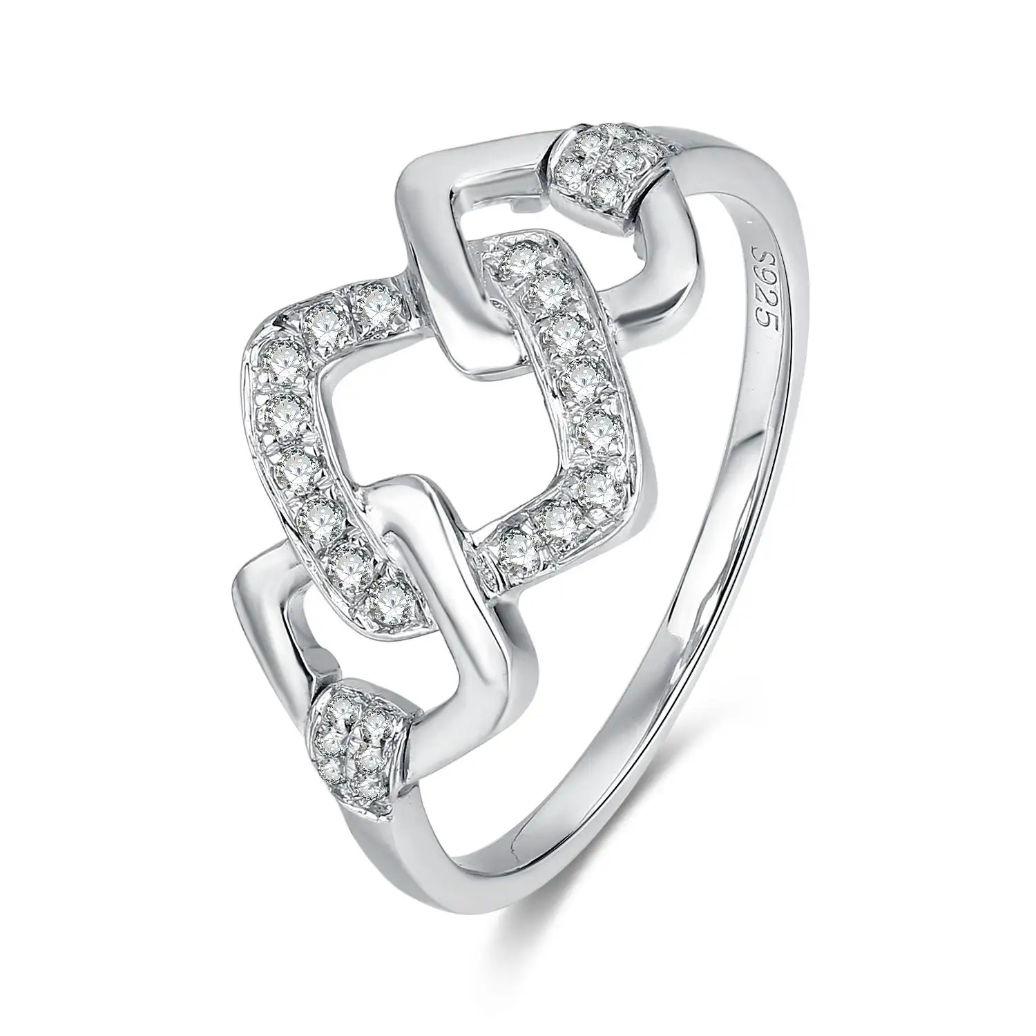 Anelli di gioielli di moda all'ingrosso anello da dito zircone quadrato cavo 925 argento sterling anelli di fidanzamento per le donne