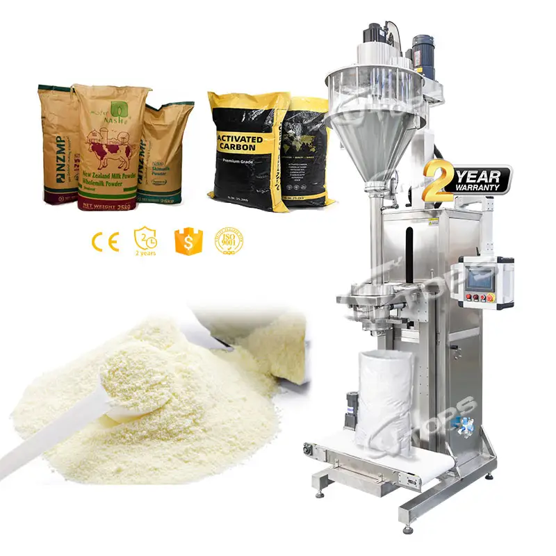 VTOPS 5kg 15kg 25kg 35kg 50kg Comida de pollo automática Comida de res Harina de maíz Relleno de altura ajustable Máquina de envasado de polvo