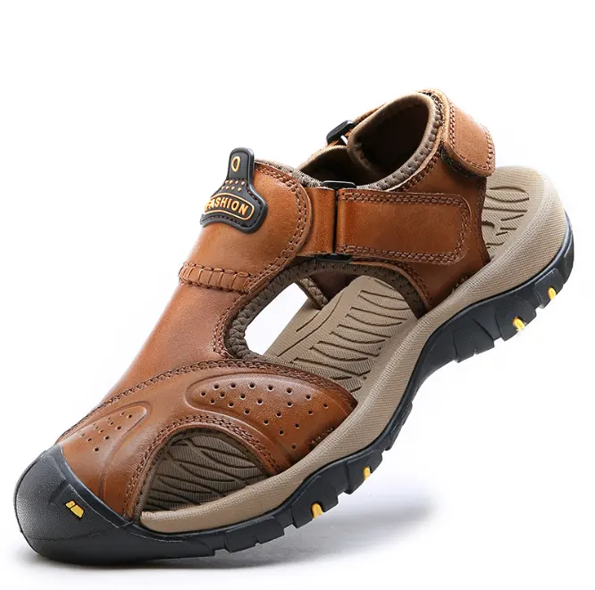 Sandali piatti in pelle scivolo in gomma Bulk calzature eleganti sandalo Pedicure personalizzato estate uomo Plaid scarpe Casual Opp Bag Outdoor