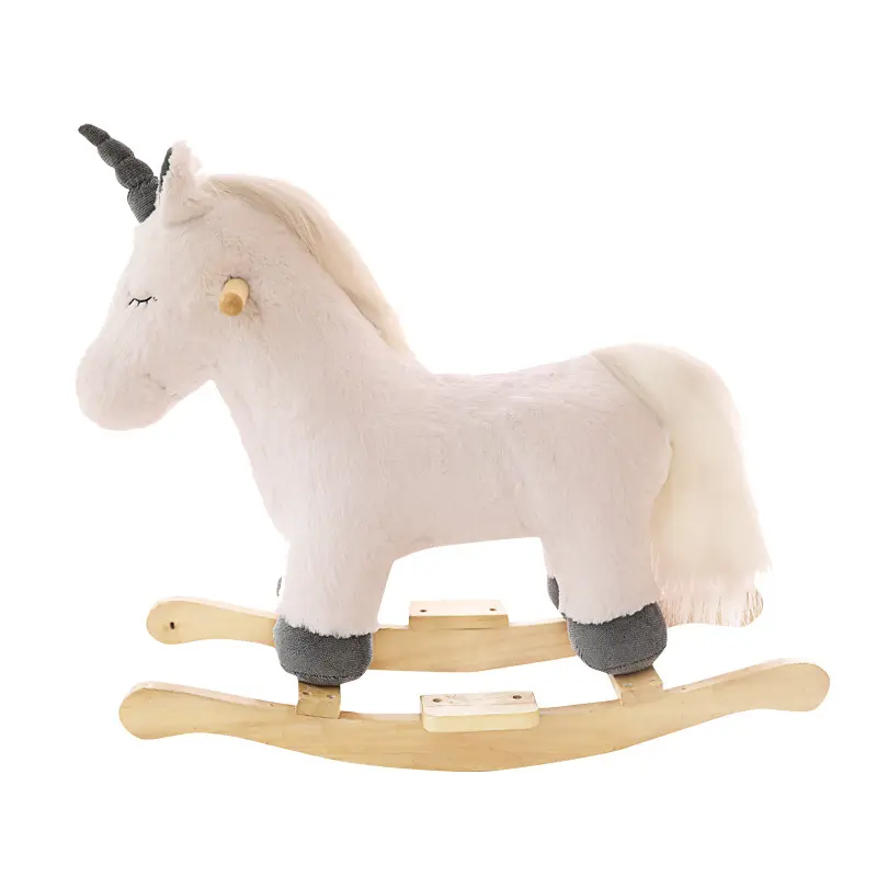 Stuffed Animal Ride on Toy Kids Plush Rocking Horseer Kids Wooden Rocking Horse unicorn plush toy animal