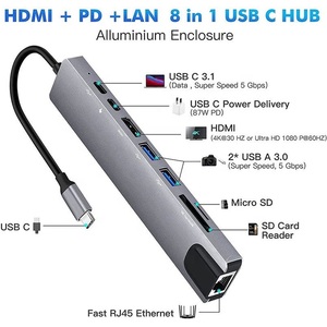 USB 3.1 Type C Hub 8 in 1 HDTV USB3.0 USB HUB <strong>Adapter</strong> RJ45 <strong>Adapter</strong> USB C HUB for MacBook <strong>Notebook</strong> Laptop <strong>Computer</strong> - Product Image 2