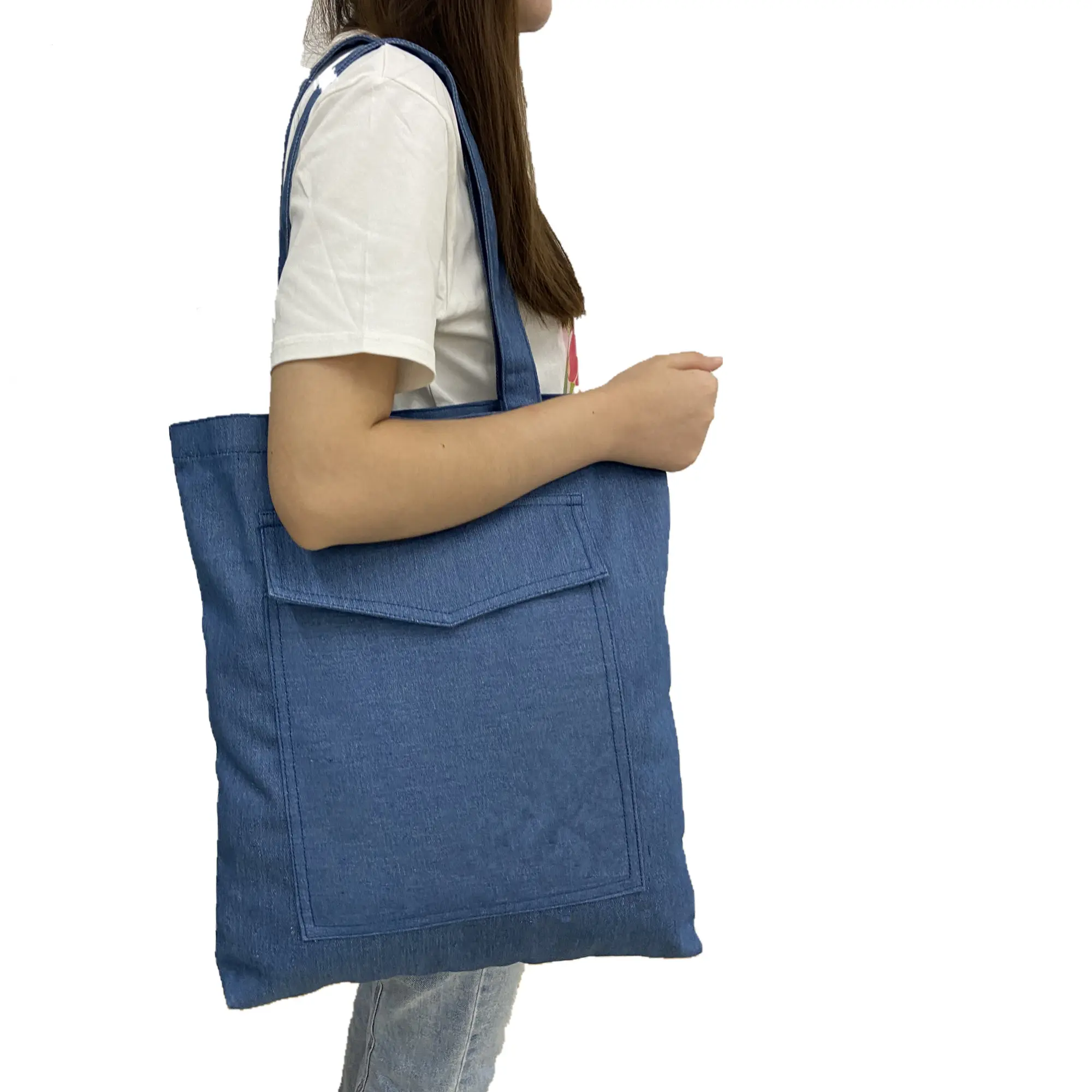 2014 Лидер продаж, Высококачественная Модная Джинсовая женская сумка с принтом логотипа на заказ для ежедневного использования