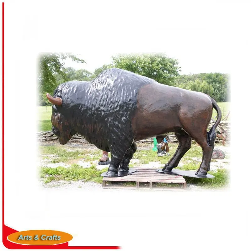 Intagliato giardino marmo scultura animale grande in fibra di vetro di pietra di grandi dimensioni buffalo statua