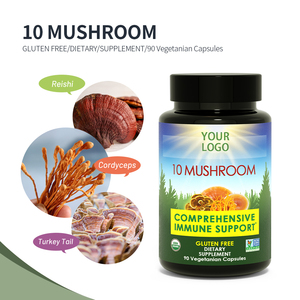 10 trong 1 phức tạp bột Reishi sư tử của bờm Chaga Đông Trùng Hạ Thảo turkeyt tial maitake nấm chay viên nang màu đỏ 500mg - Product Image 5