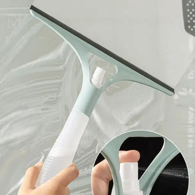 2-in-1 multiuso vetro acqua tergicristallo raschietto doccia tergipavimento con Spray bagno specchietti piastrelle auto strumento di pulizia vetri