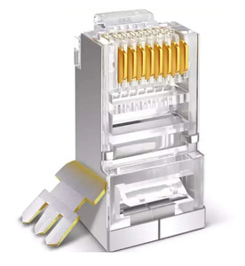 Muestra gratis conector de cobre desnudo Cat5e Cat6 FTP blindado 8P8C conector Rj45 de 3 puntas para red informática - Product Image 1