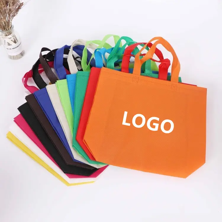 販促用ポータブルショッピングバッグ再利用可能な環境にやさしい防塵不織布バッグカスタム印刷ロゴファブリックハンドルバッグ