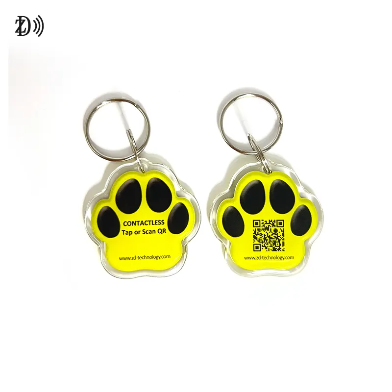 RFID Epóxi Pet Anti-lost Tag NFC Único ID E QR Code NTAG 213 Pendurar tag Chaveiro Para animal de estimação