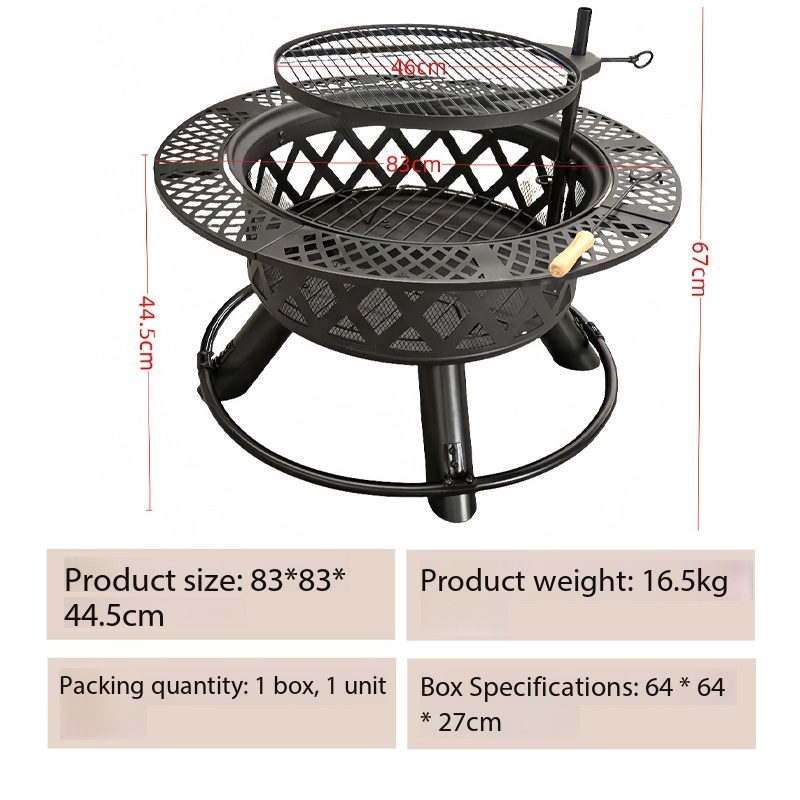 Black Rotating doublelayer barbecue 81 diamond shaped smalll