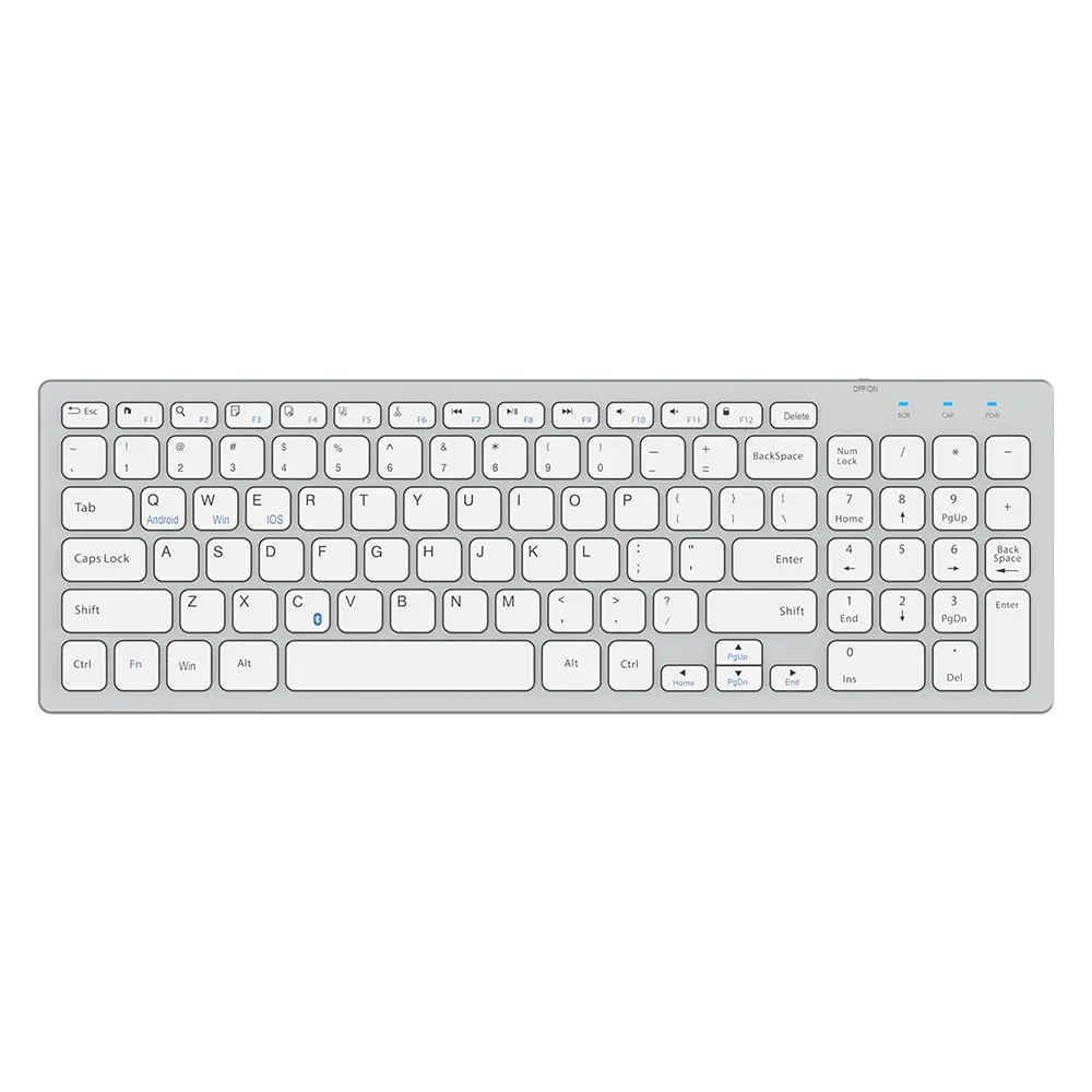 BT8001 Keyboard Nirkabel ABS 2.4GHz, Keyboard Portabel Ramping Dapat Diisi Ulang untuk Mac IOS Android Windows