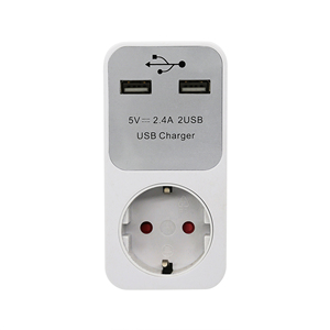 <strong>EU</strong> <strong>Plug</strong> Conversion <strong>Plug</strong> Multifunctional Socket Portable <strong>with</strong> 2 USB Port Universal Socket Power <strong>Adapter</strong> White Color - Product Image 1