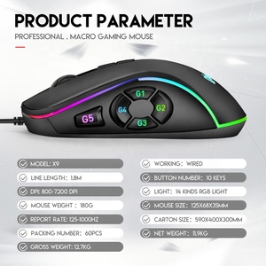 Popolare nuovo design mouse 12800 DPI programmabile 10 tasti con Mouse da gioco Laser per Computer retroilluminato a LED RGB