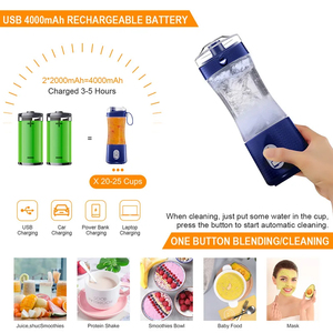 150W 380ml BPAフリートラベルミニジューサーパーソナルワイヤレスUSBジュースブレンダー、車用フレッシュジュース用の5つのスタイリッシュな色 - Product Image 2