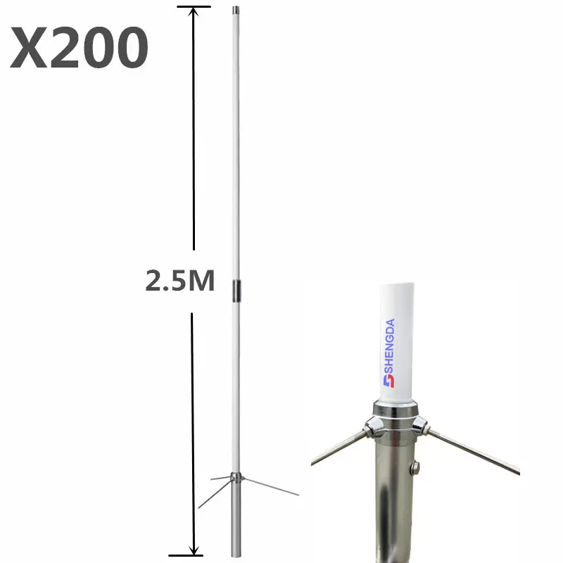 Antena de fibra de vidrio de doble banda, alta ganancia, 6/8dBi, 2,5 m, 144, 430 mhz, VHF, UHF, estación base, x200, x50, x30