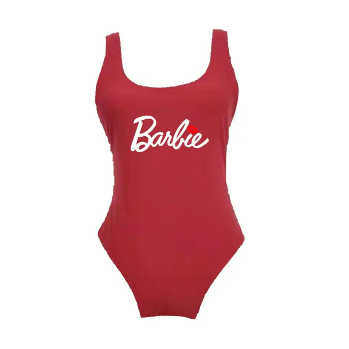 Biquínis modestos monokini verão 2024, roupa de praia lisa com estampa de letras, roupa de banho elástica de uma peça, cor sólida