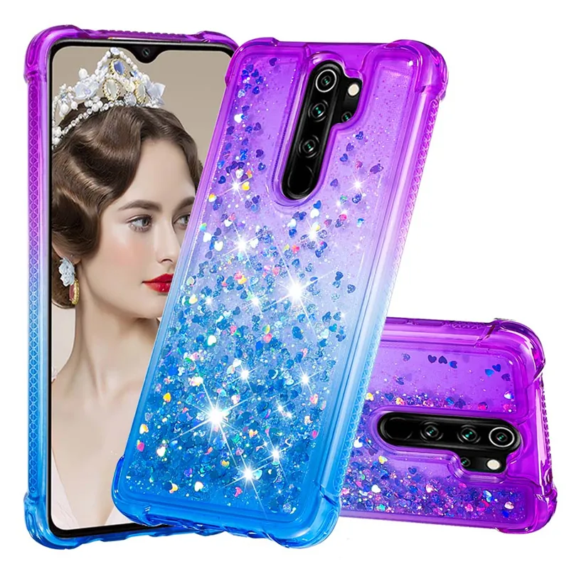 Para Xiaomi Redmi Nota 8 pro brillo diamante silicona suave TPU de arenas movedizas funda de teléfono con Anti Shock protección