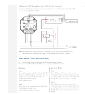 Skydance T18-2 1-10V Rotary Glass Panel Dimmer AC <strong>Relay</strong> 1 Channel <strong>Output</strong>/<strong>Wireless</strong> Rotate Knob Remote <strong>Controller</strong> - Product Image 6