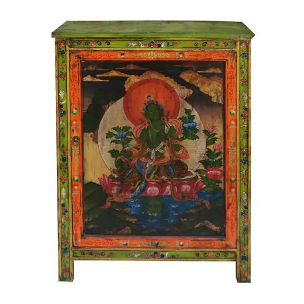 Chino antiguo tibetano de muebles mueble pintado a mano