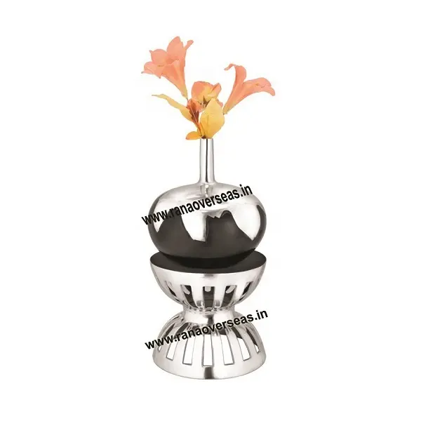 Vaso di fiori rotondo in alluminio decorativo con supporto per soggiorno e ristorante della camera da letto