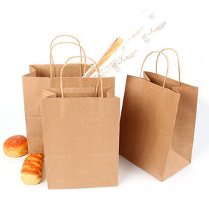 100% Pulp Twisted <strong>String</strong> <strong>Handles</strong> Square Bottom Virgin Kraft Paper Bags with <strong>Handle</strong> - Product Image 4