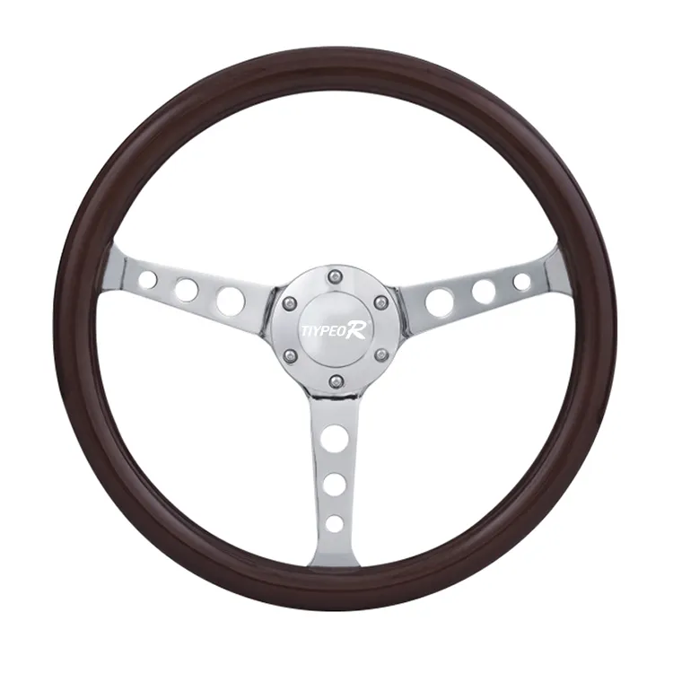 Volante de carreras clásico de madera maciza, diseño de alta gama