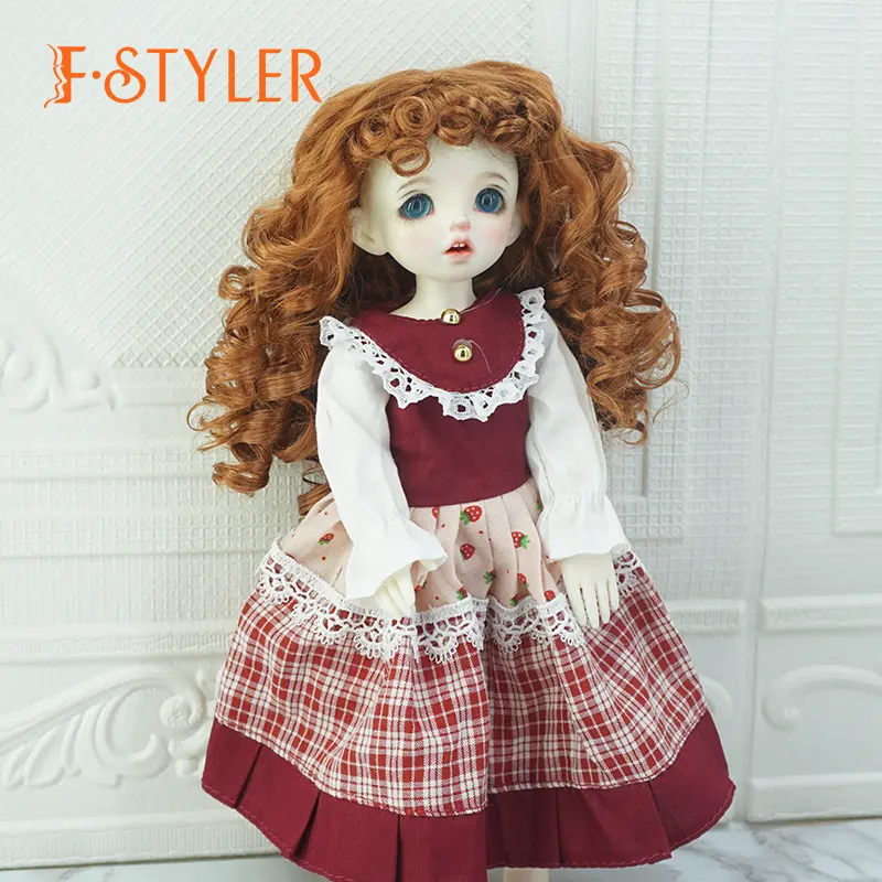 FSTYLER rambut boneka keriting keriting aksesoris gelombang pabrik grosir penjualan massal kustomisasi untuk 1/4 1/6 wig BJD sintetis