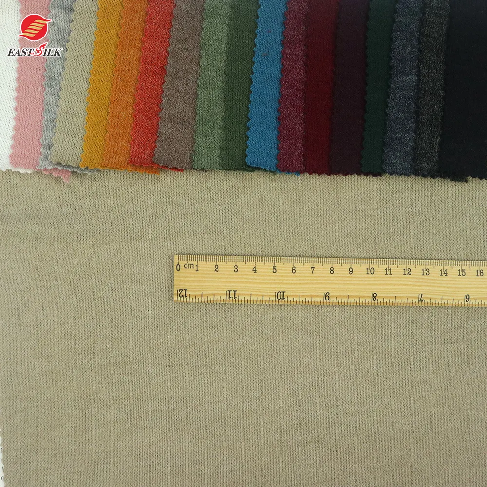 Produttore di indumenti plain maglione tessuto rotolo rayon poliestere spandex maglia tr angora jersey tessuti per abbigliamento