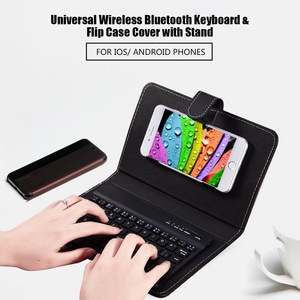 便携式PU皮革无线键盘保护套手机，带BT键盘适用于iPhone安卓手机 - Product Image 2