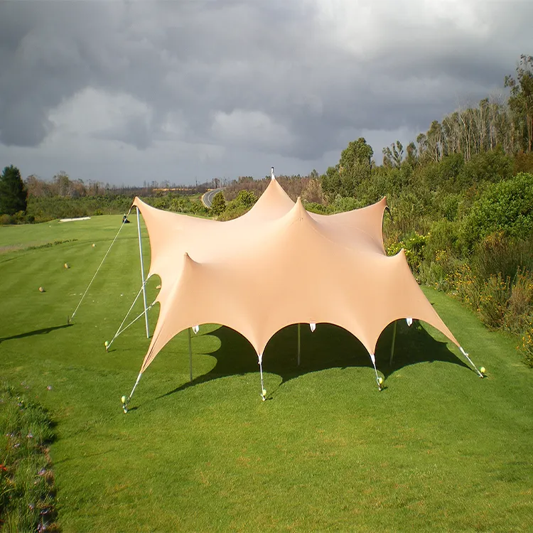 Tenda pernikahan elastis tahan air luar ruangan kualitas tinggi, tenda karnaval 50 orang untuk acara pesta