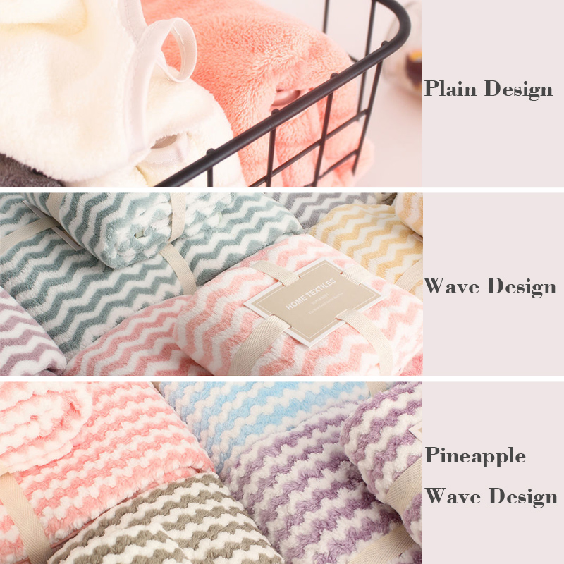 Microfiber Coral Fleece Towels Bath Towel Hair Face Towel 35*75 70*140cm Plain/Wave/Pineapple Design Custom Logo Available