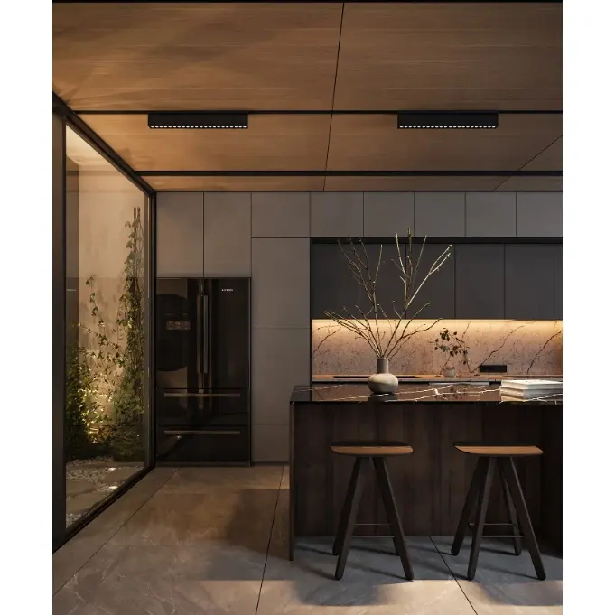 장인 유럽 스타일 럭셔리 블랙 우드 디자인 현대 주방 캐비닛 홈 가구 주방 2023