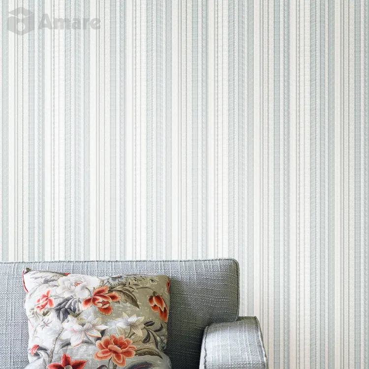 Free Sample Various Colors Bedroom Decoration Soundproof Stripe Pattern Chenille Yarn Wallpaper