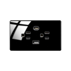 美国标准Usb C墙壁插座，带类型-C 20w快速充电的插座，美国标准白色/黑色/灰色钢化玻璃面板插头 - Product Image 5