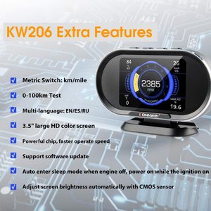 Konnwei KW206 OBD2 HUD Digital-Zähler-Gauge für Auto All-In-One Kfz-Reisekomputer