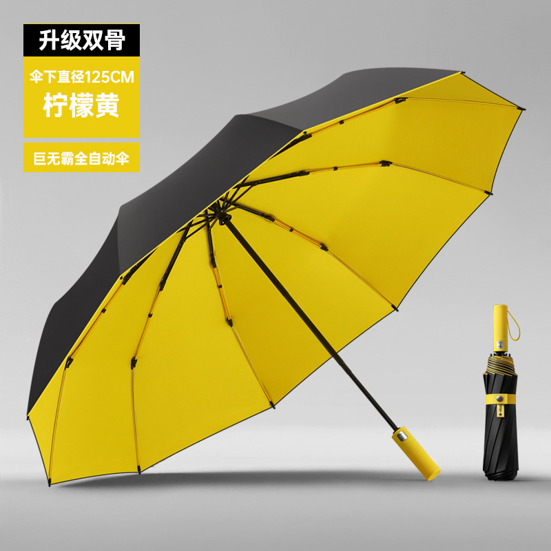 jaune citron-parapluie 20 os-125cm-revêtement noir
