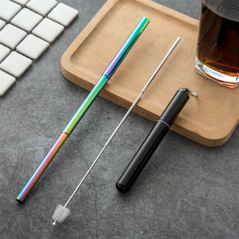 Funda negra + pajita arcoíris