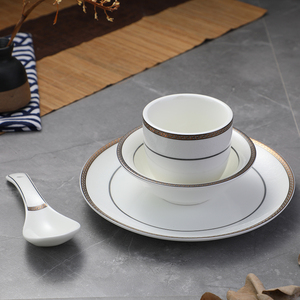 Tableware Set Royal Gold <strong>Ceramic</strong> Dinner Tableware Restaurant Porcelain Custom Vintage Plate Dinnerware Set - Product Image 4