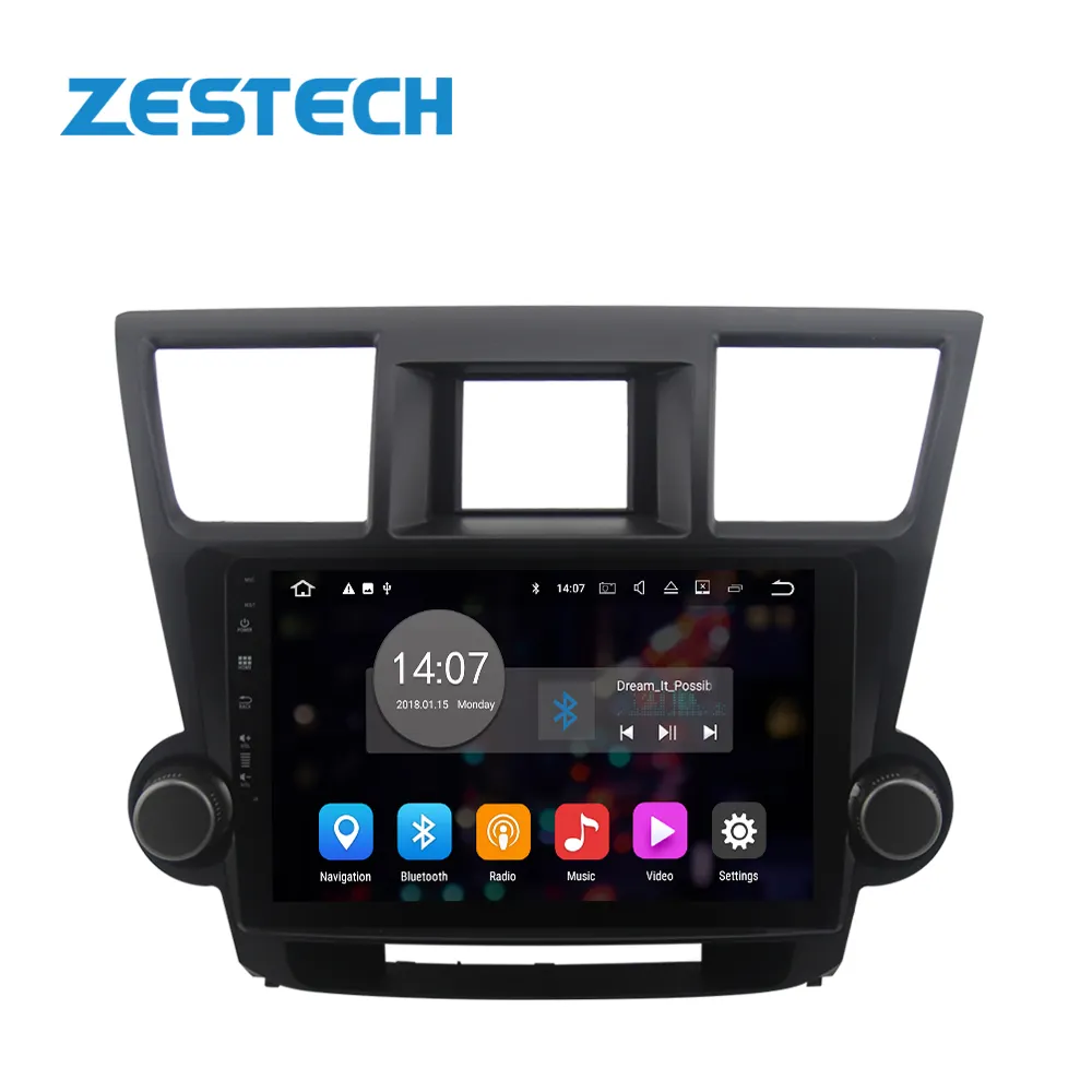 ZESTECH Fábrica Android 11 vídeos de música dvd gps estéreo touch screen áudio do carro para toyota highlander 2008 2009 2010 2011 2012