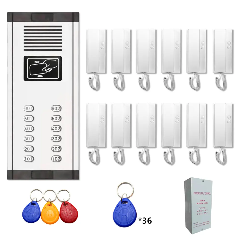 Klaar Om Te Verzenden Audio Intercom Kits 2 Bedrade Audio Intercom Systemen Voor 12 Gebruikers Appartementsgebouwen