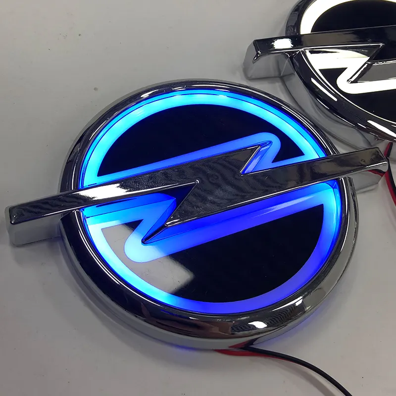 4D 3D สำหรับรถยนต์ไฟ LED ติดโลโก้รถยนต์สำหรับ Opel สีขาวสีแดงสีน้ำเงิน DC 12V