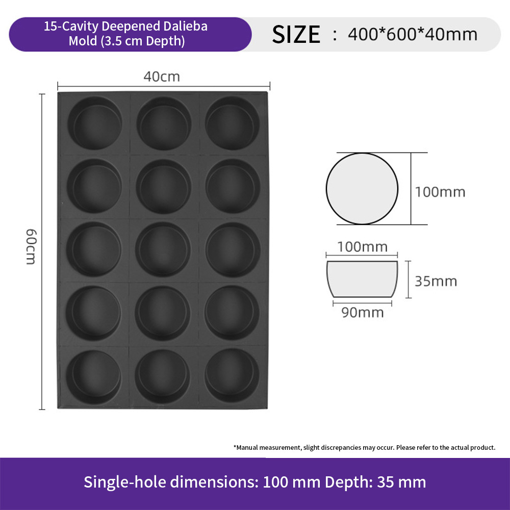 Molde para pan de 15 cavidades y 35 cm de profundidad.