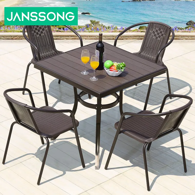 Muebles de exterior plástico madera compuesto jardín balcón protección solar impermeable ocio jardín mesas y sillas
